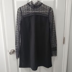 Storia High Neck Floral Lace Sleeve Dress